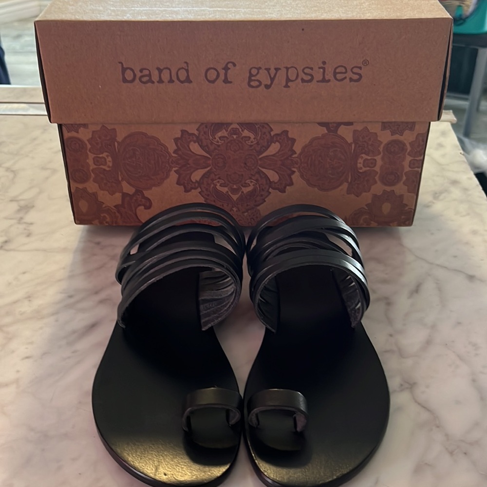 Band of gypsies Black Leather Sandal size 7